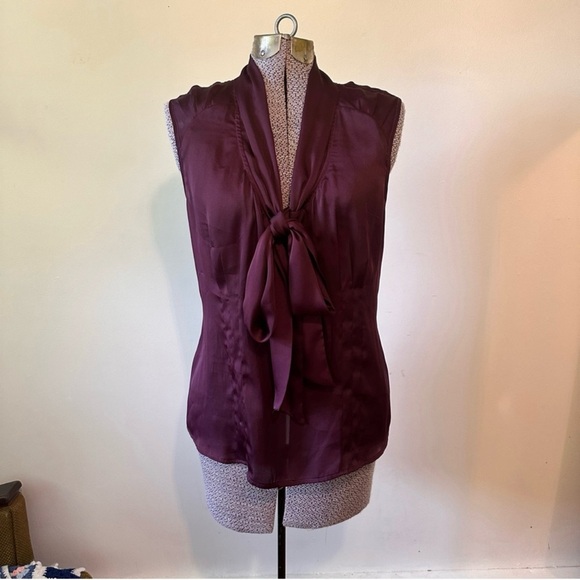 Vintage Fred David Plum Satin Bow Tank Top - Picture 1 of 7